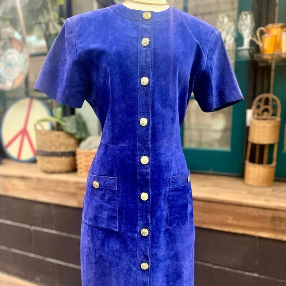 80s Purple Suede Dress | Vintage Park Avenue Button Down Shirt Dress